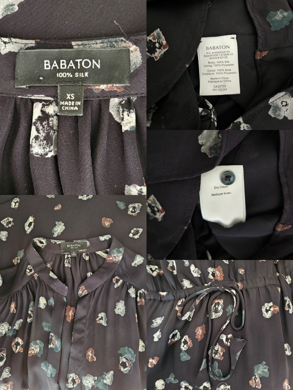 Aritzia Babaton Long Sleeve Silk Bennett Dress - Black & Pattern - Picture 14 of 16